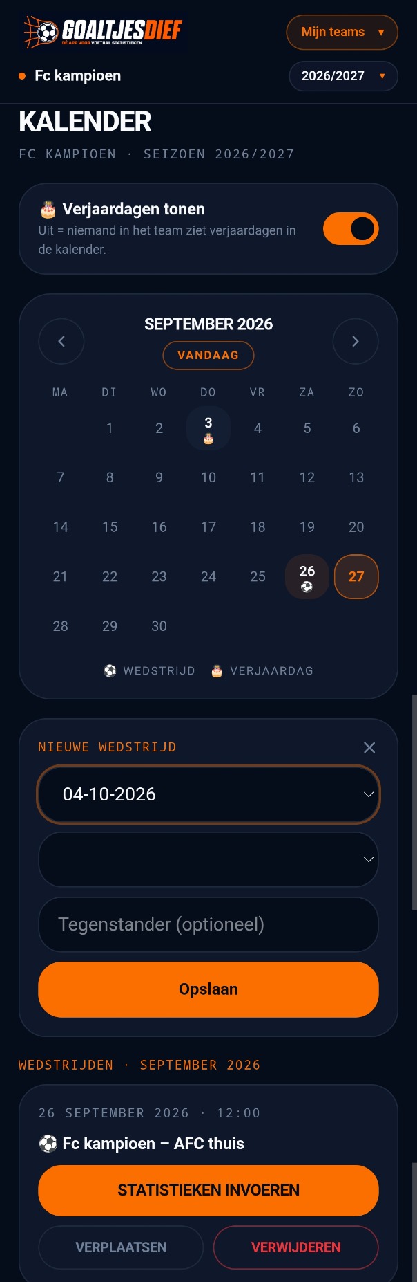 Scherm Kalender in Goaltjesdief